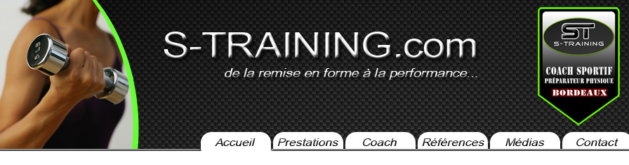 accueil et menu de s-training.com